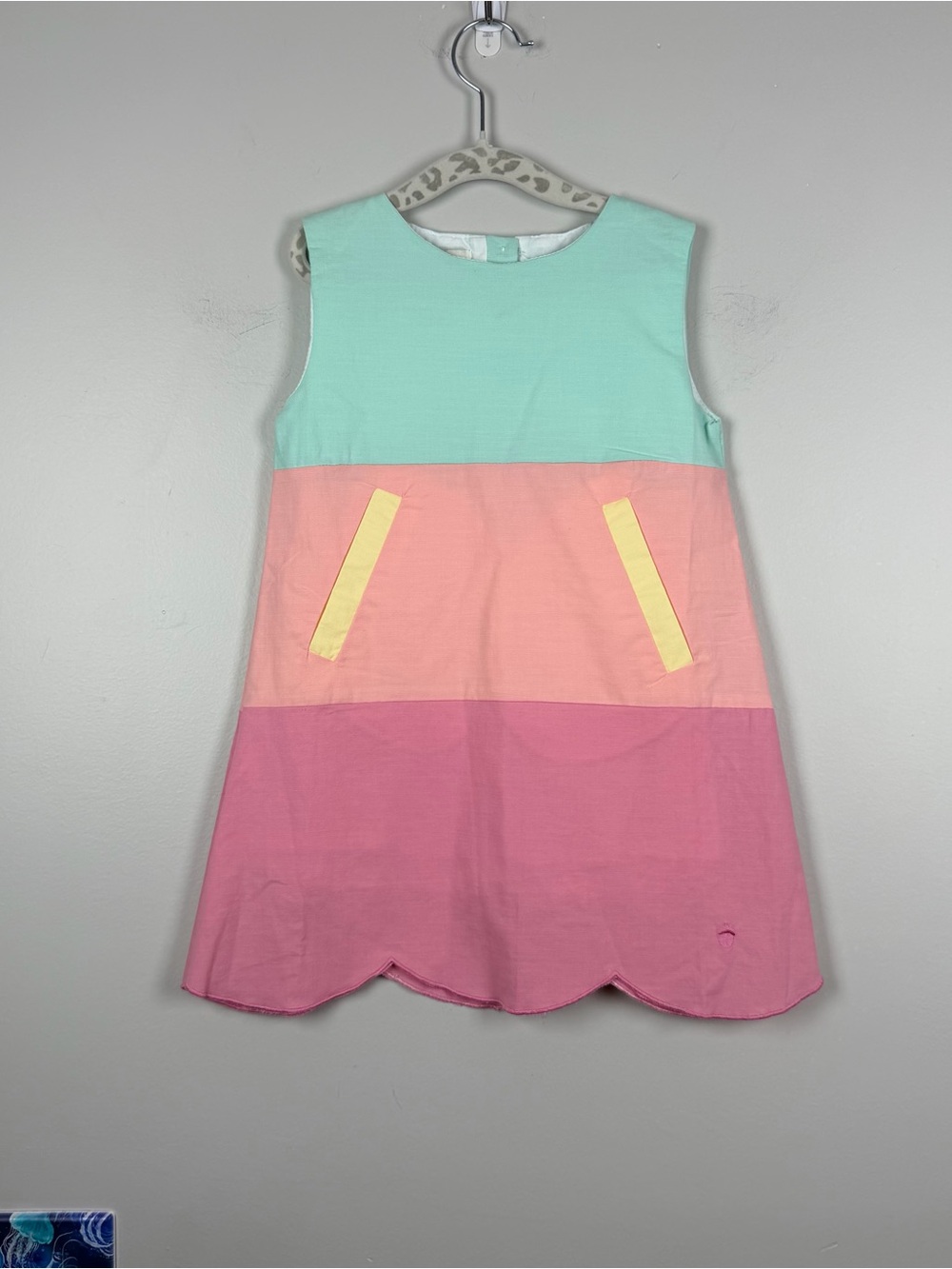 The Oaks Apparel Sorbet Color Block Kid's Shift 100% Cotton Preppy Dress Size 2